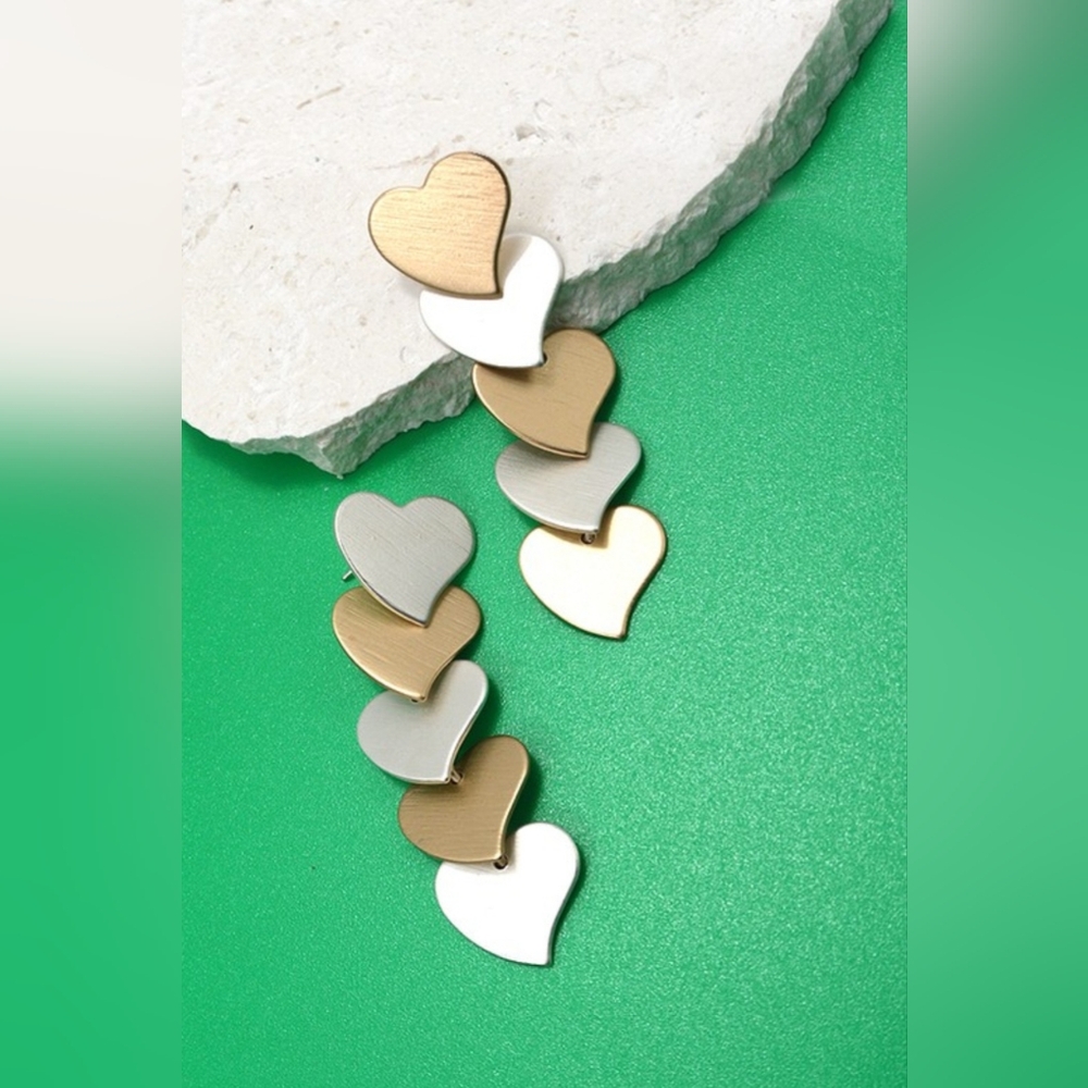 Multi Heart Layer Drop Earrings